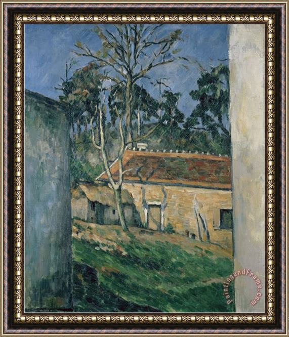 Paul Cezanne Farm Courtyard in Auvers Framed Painting