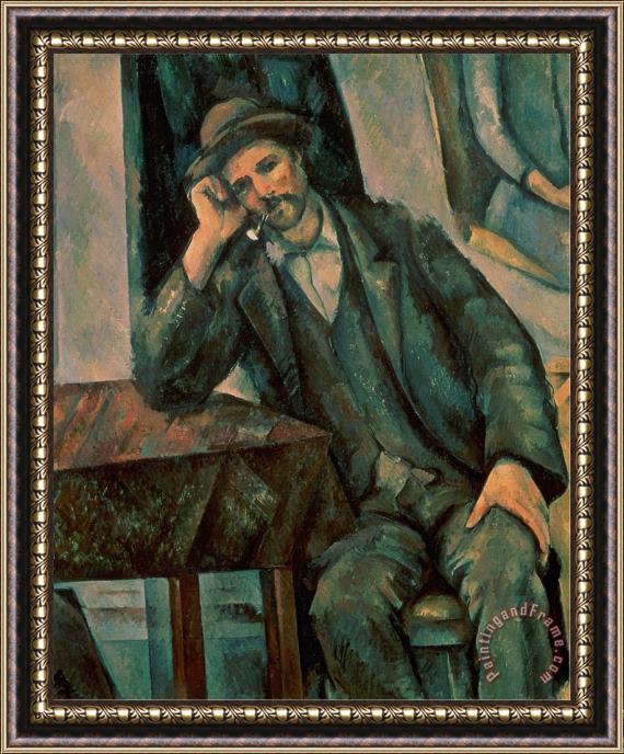 Paul Cezanne Man Smoking a Pipe 1890 92 Framed Print