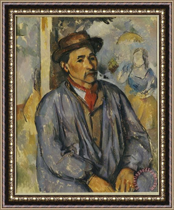 Paul Cezanne Peasant in a Blue Shirt Framed Print