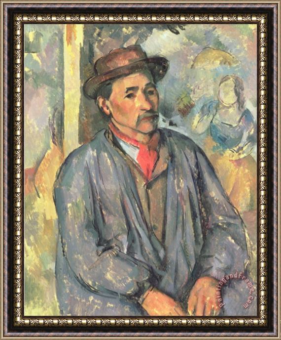 Paul Cezanne Peasant in a Blue Smock 1892 Or 1897 Framed Painting