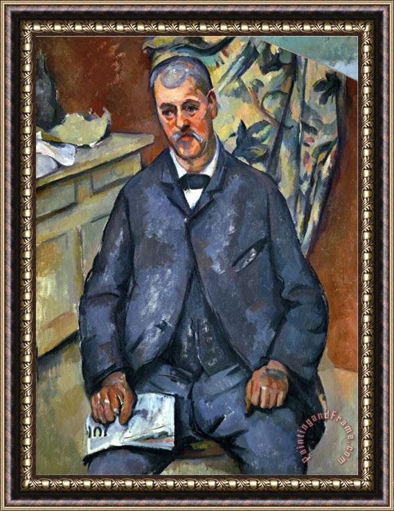 Paul Cezanne Portrait of a Sitting Man 1898 1900 Framed Painting