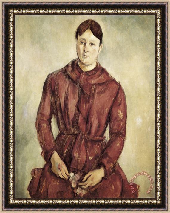 Paul Cezanne Portrait of Madame Cezanne in a Red Dress Framed Print
