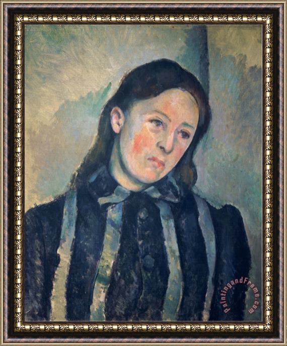 Paul Cezanne Portrait of Madame Cezanne with Loosened Hair 1890 92 Framed Painting