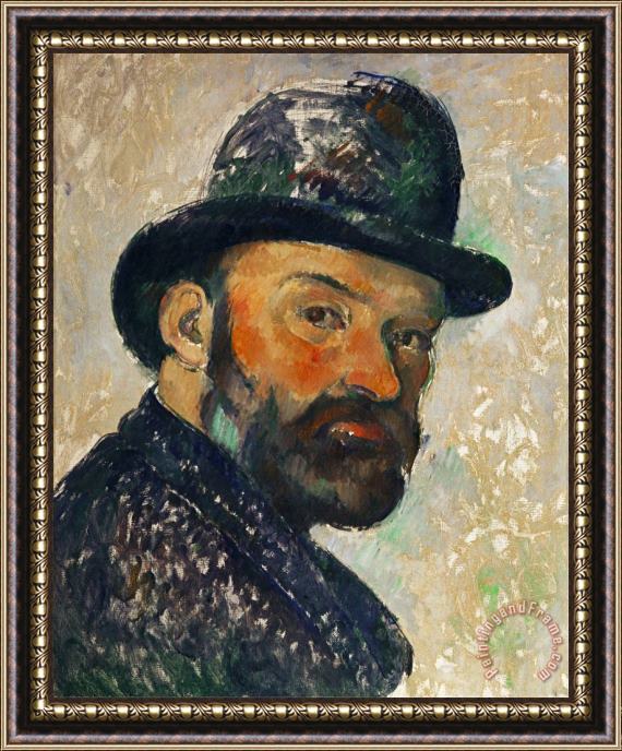 Paul Cezanne Self Portrait with Bowler Hat Sketch 1885 1886 Framed Painting