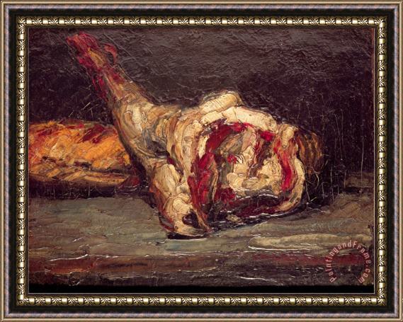 Paul Cezanne Still Life of a Leg of Mutton And Bread 1865 Framed Painting