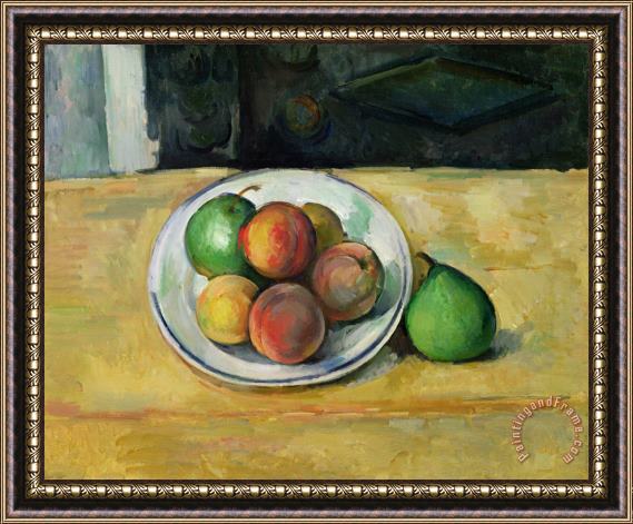 Paul Cezanne Still Life with a Peach and Two Green Pears Framed Print