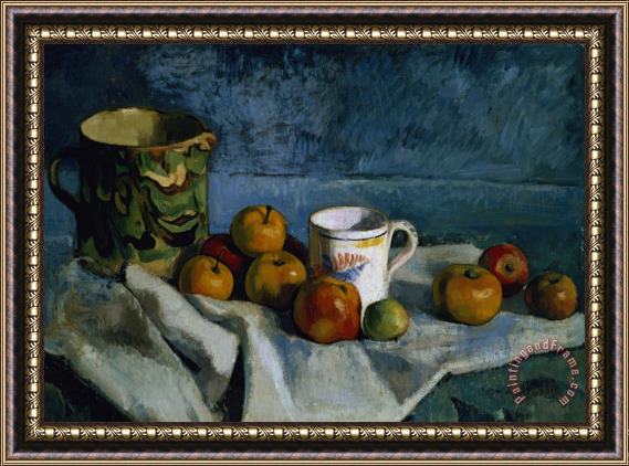 Paul Cezanne Still Life With Apples Cup And Pitcher Framed Painting