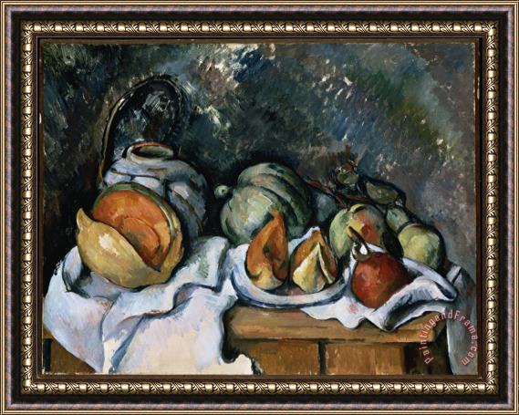 Paul Cezanne Still Life with Fruit And a Ginger Pot C 1895 Framed Painting