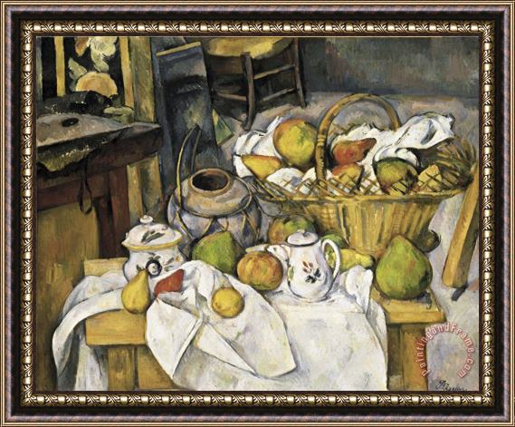 Paul Cezanne Still Life with Fruit Basket 1880 1890 Framed Painting