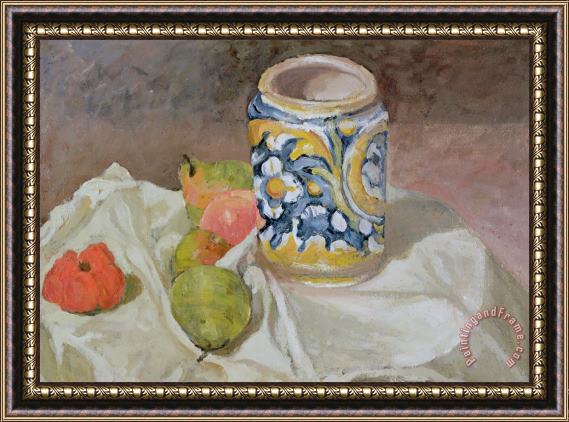 Paul Cezanne Still Life With Italian Earthenware Jar Framed Painting