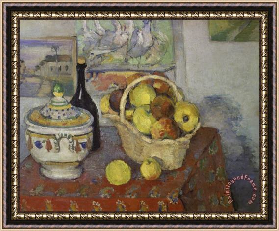 Paul Cezanne Stilleben Mit Obstkorb Und Suppenterrine 1888 1889 Framed Painting