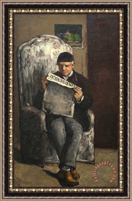 Paul Cezanne The Artists Father Reading L Evenement Framed Painting