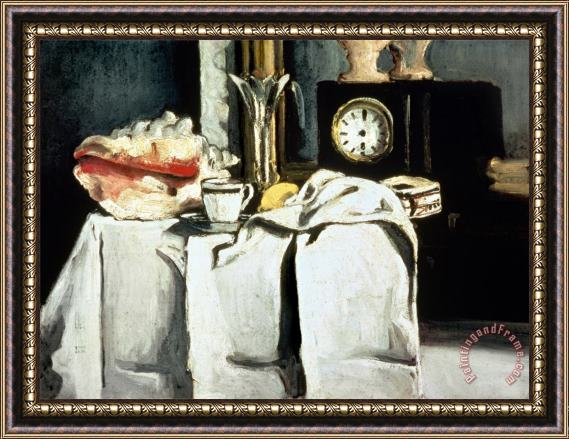 Paul Cezanne The Black Marble Clock C 1870 Oil on Canvas Framed Painting