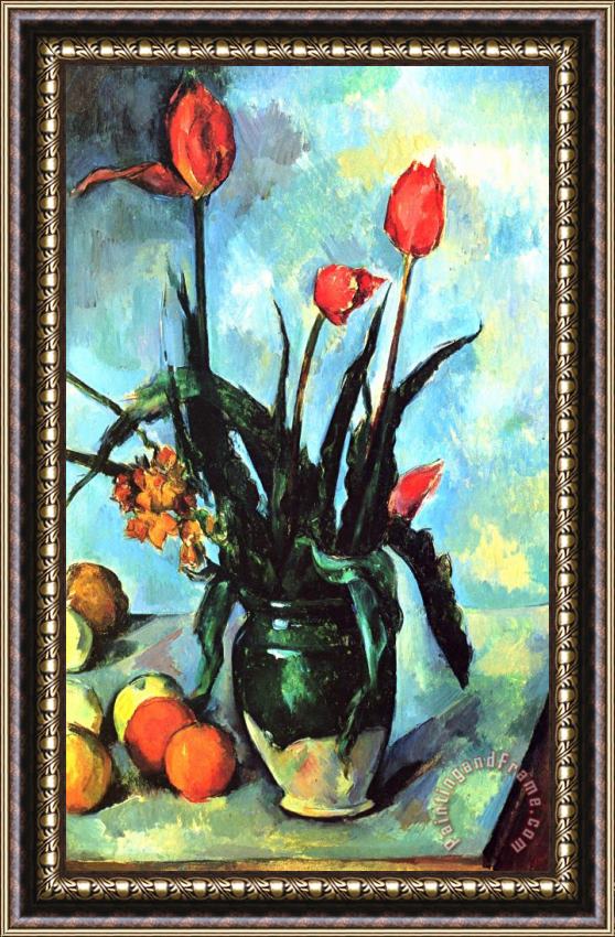 Paul Cezanne Tulips In A Vase Framed Painting
