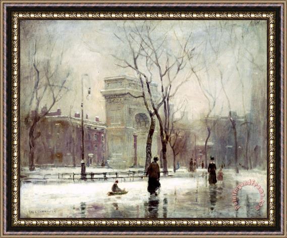 Paul Cornoyer Winter in Washington Square Framed Painting