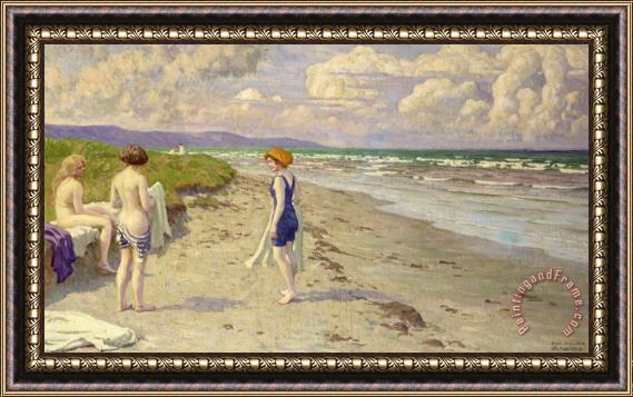 Paul Fischer Girls Preparing To Bathe On The Beach Framed Print