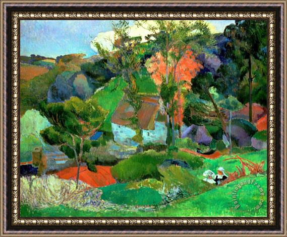 Paul Gauguin Landscape at Pont Aven Framed Painting