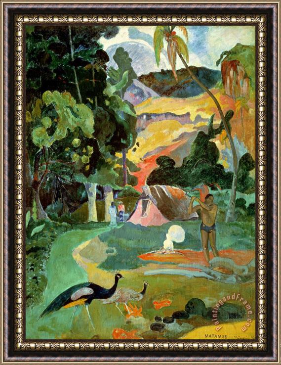Paul Gauguin Matamoe or Landscape with Peacocks Framed Painting