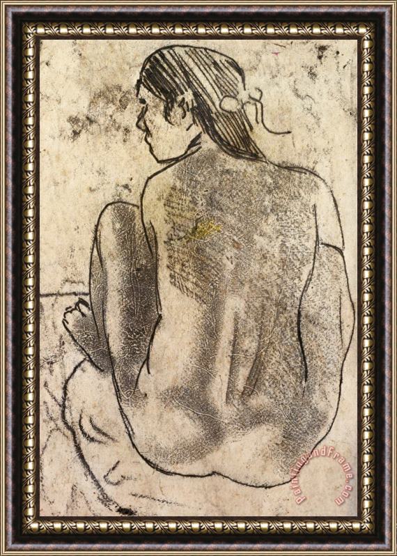 Paul Gauguin Seated Tahitian Nude From The Back Framed Print
