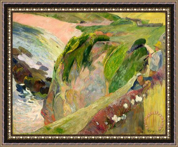 Paul Gauguin The Flageolet Player on the Cliff Framed Print