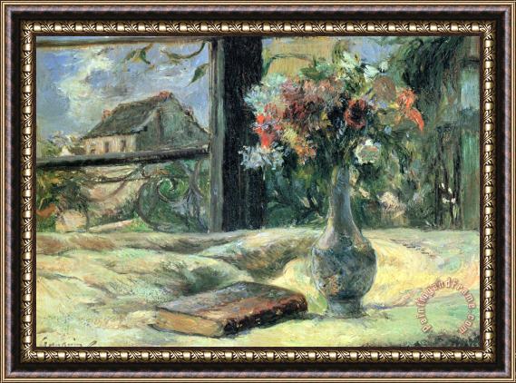 Paul Gauguin Vase of Flowers at The Window Framed Print