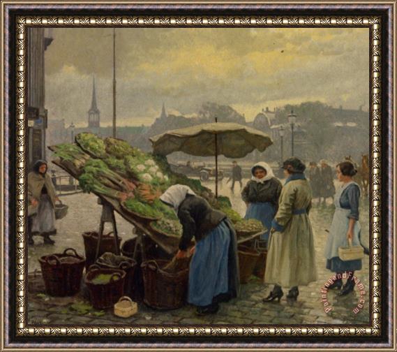 Paul Gustave Fischer At The Vegetable Market Framed Print
