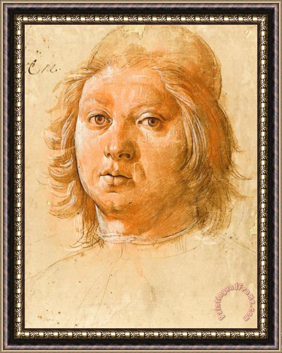 Perugino Head of a Young Man Wearing a Beret Framed Print
