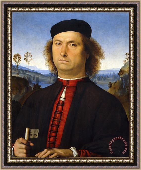 Perugino Portrait of Francesco Delle Opere Framed Painting