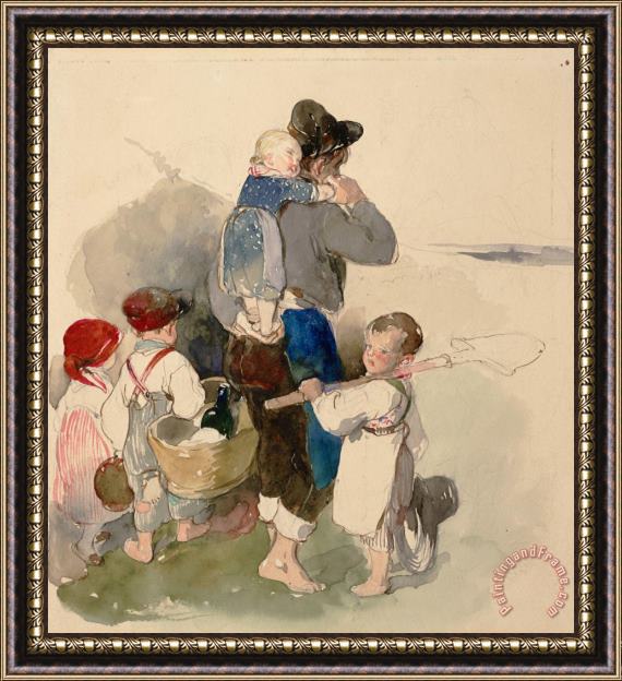 Peter Fendi  Children on Their Way to Work in The Fields, 1840 Framed Print