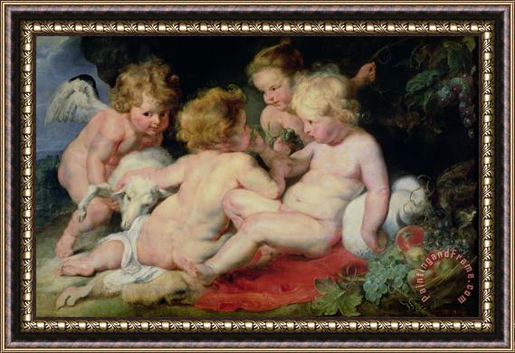 Peter Paul Rubens Infant Christ with John The Baptist And Two Angels, 1615/20 (panel) Framed Print