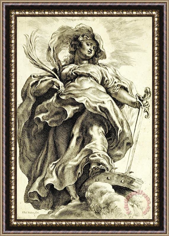 Peter Paul Rubens Saint Catherine (of Alexandria) in The Clouds Framed Painting