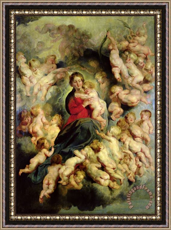 Peter Paul Rubens The Virgin And Child Surrounded by The Holy Innocents Or, The Virgin with Angels Framed Painting