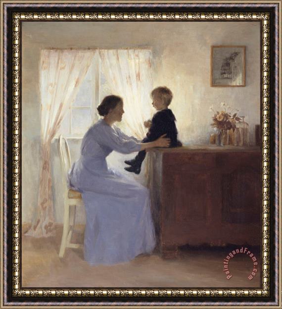 Peter Vilhelm Ilsted A Mother And Child In An Interior Framed Painting