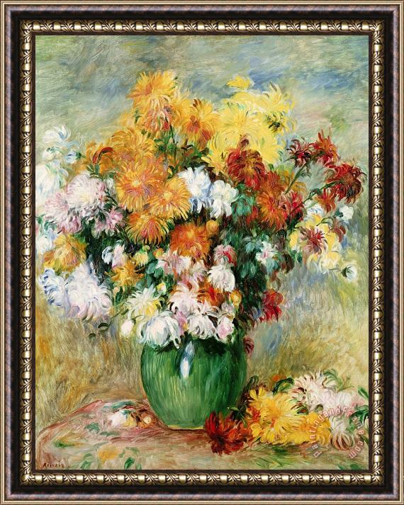 Pierre Auguste Renoir Bouquet of Chrysanthemums Framed Painting