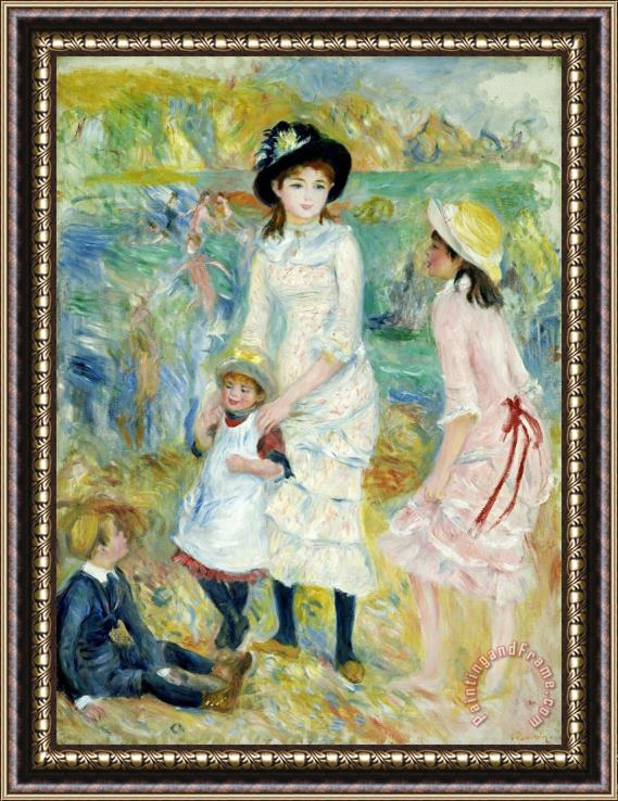 Pierre Auguste Renoir Children on The Seashore, Guernsey Framed Painting