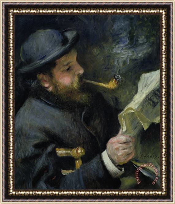 Pierre Auguste Renoir Claude Monet reading a newspaper Framed Print Pierre Auguste Renoir Claude Monet reading a newspaper Framed Print