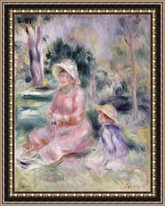 Pierre Auguste Renoir  Madame Renoir and Her Son Pierre Framed Print