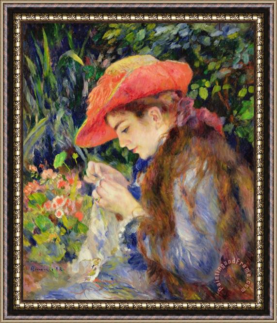 Pierre Auguste Renoir  Marie Therese Durand Ruel Sewing Framed Painting