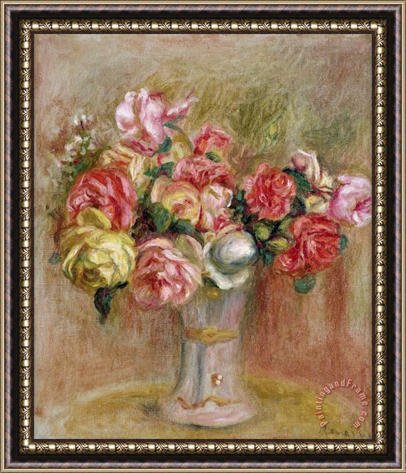 Pierre Auguste Renoir Roses in a Sevres Vase Framed Painting