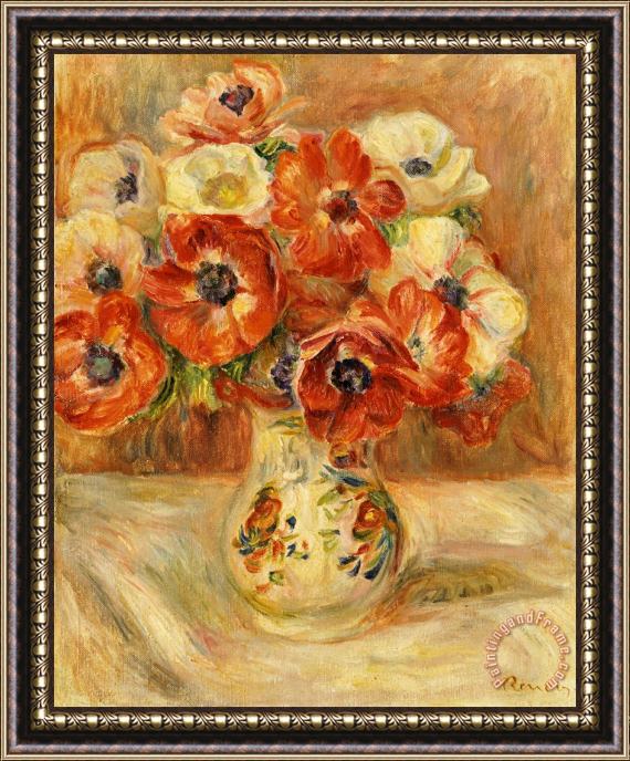 Pierre Auguste Renoir Still Life with Anemones Framed Painting