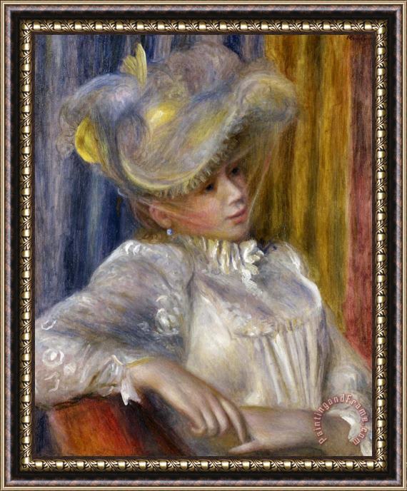 Pierre Auguste Renoir Woman with a Hat Framed Painting