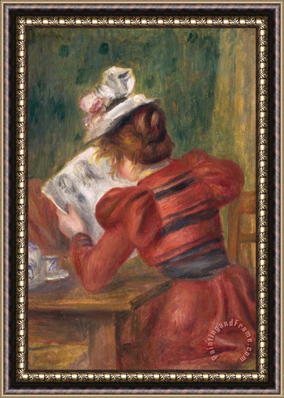 Pierre Auguste Renoir Young Girl Reading Framed Painting