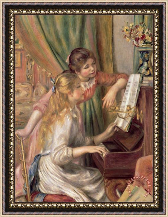 Pierre Auguste Renoir Young Girls at the Piano Framed Painting