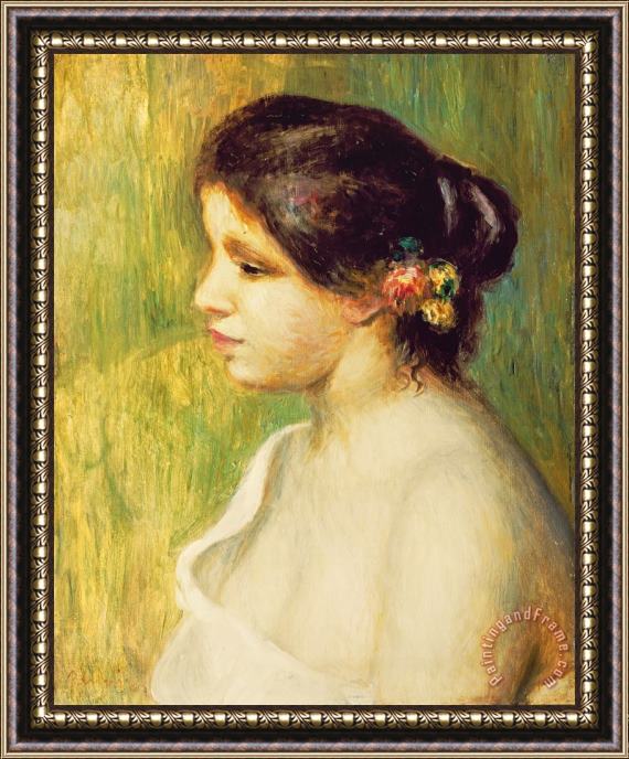 Pierre Auguste Renoir  Young Woman with Flowers at her Ear Framed Print
