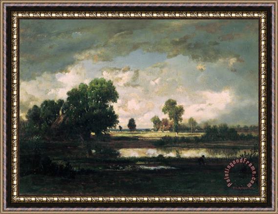 Pierre Etienne Theodore Rousseau The Pool with a Stormy Sky Framed Painting