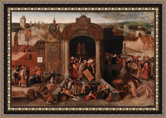 Pieter Bruegel the Elder Christ Driving The Traders From The Temple Framed Painting