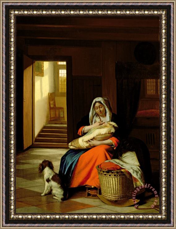 Pieter de Hooch Mother Nursing Her Child Framed Print