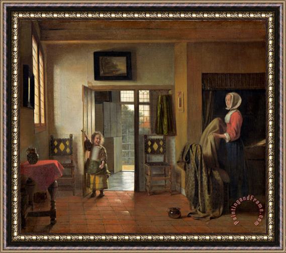 Pieter de Hooch The Bedroom Framed Painting