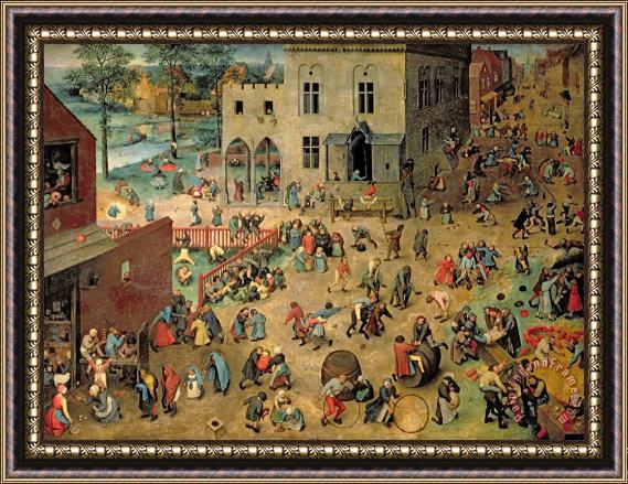 Pieter the Elder Bruegel Children's Games Framed Painting