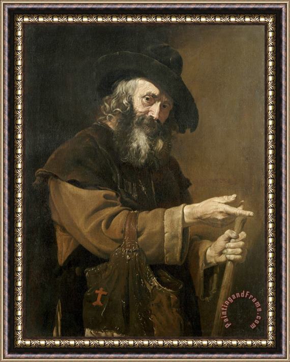 Pietro Bellotti Old Pilgrim Framed Painting